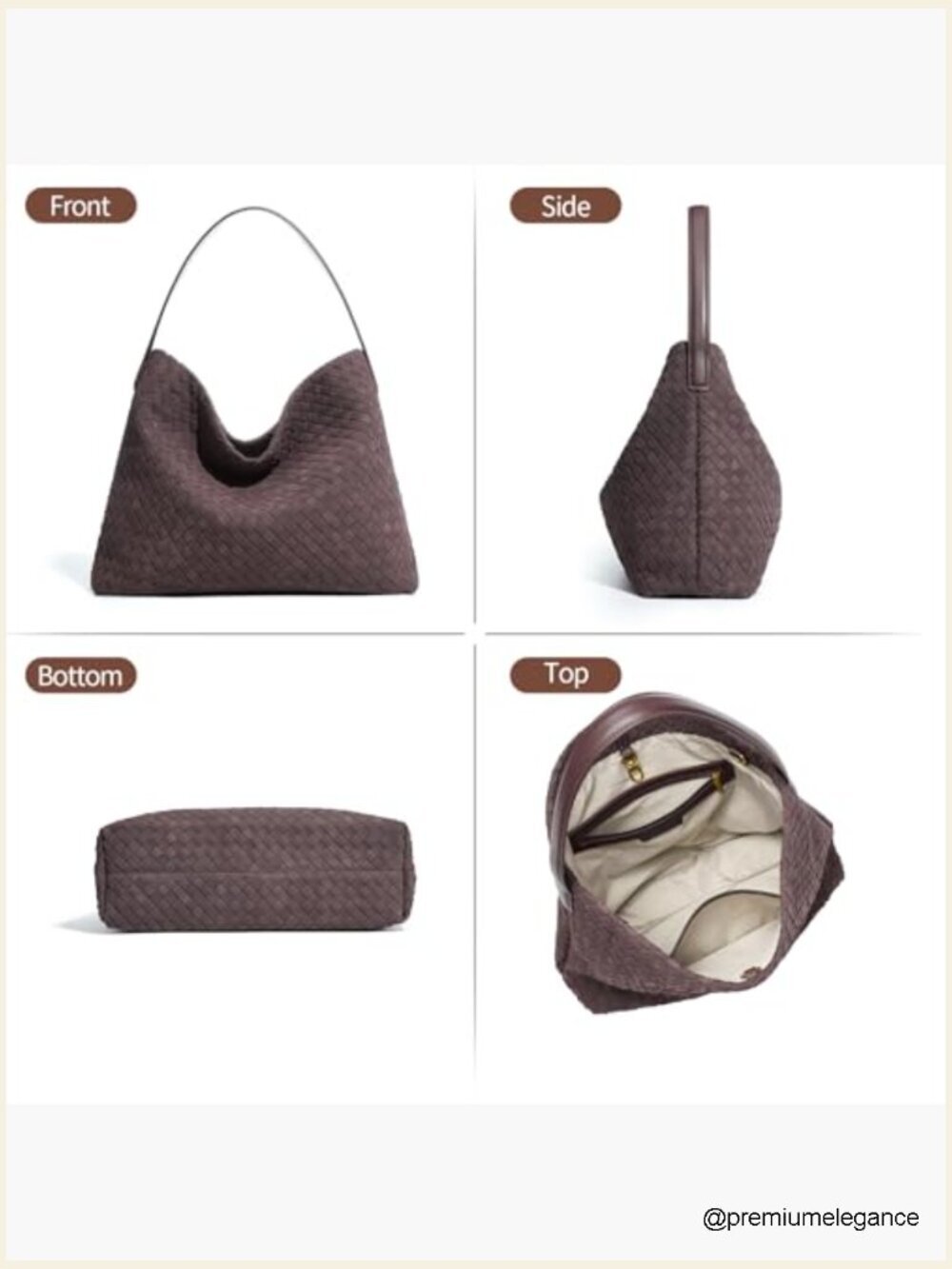 Faux Suede Woven Hobo Bag Large Capacity Crossbody Shoulder Tote Purse - Picture 7 of 7